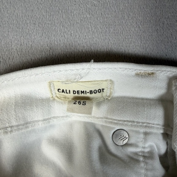MADEWELL Cali Demi Boot Women's Jean Size 26S Cropped White  Stretch Raw Hem - Picture 4 of 10